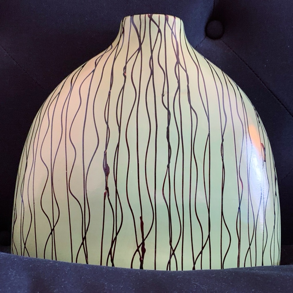Target Home Large Ceramic Painted Vase Green w Black
